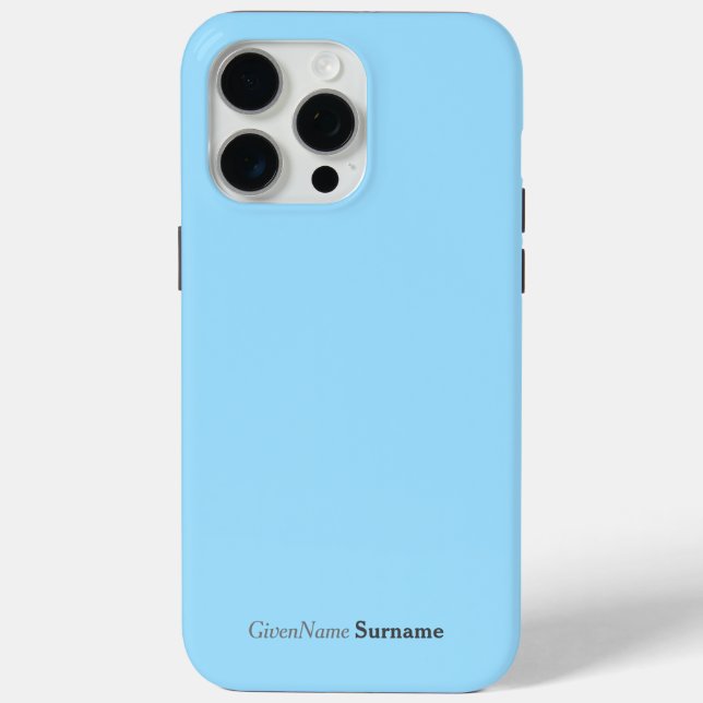 Personalisierter Name Elegant Simple Light Blue Gr Case-Mate iPhone Hülle (Rückseite)