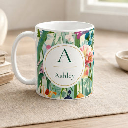 Personalisierter Name Elegante Blumenmuster Kaffeetasse