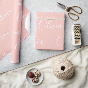 Personalisierter Name Eleganter Pfirsich Modern Geschenkpapier