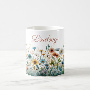 Personalisierter Name Elegantes Blumengeschenk Kaffeetasse