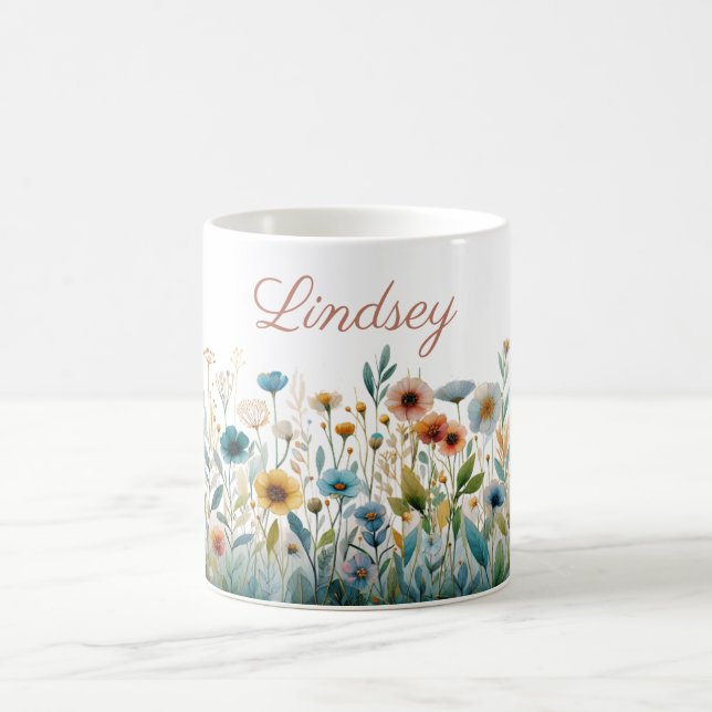Personalisierter Name Elegantes Blumengeschenk Kaffeetasse (Mittel)