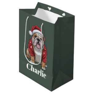Personalisierter Name English Bulldog Hund Weihnac Mittlere Geschenktüte
