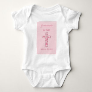 Personalisierter Name Enkelin Taufe Rosa Mädchen Baby Strampler