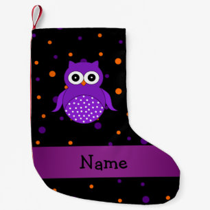 Personalisierter Name Eule halloween polka dots Kleiner Weihnachtsstrumpf