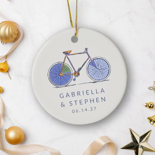 Personalisierter Name Fahrrad Verheiratet Weihnach Keramik Ornament