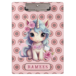 Personalisierter Name Fairy Baby Unicorn Sparkling Klemmbrett