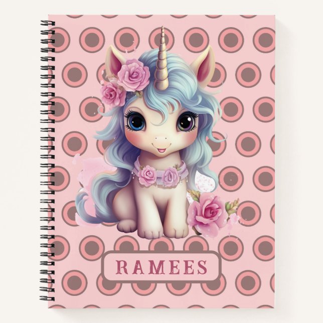 Personalisierter Name Fairy Baby Unicorn Sparkling Notizbuch (Vorderseite)