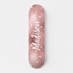 Personalisierter Name Fairy Pink Moon Rose Gold Ch Skateboard
