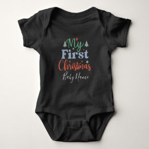 Personalisierter Name - Familie - Erste Weihnachte Baby Strampler
