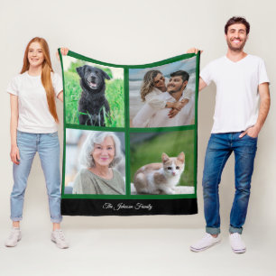 Personalisierter Name Familie Foto und Haustiere Fleecedecke