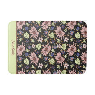 Personalisierter Name farbenfroh blumengeschmückte Badematte