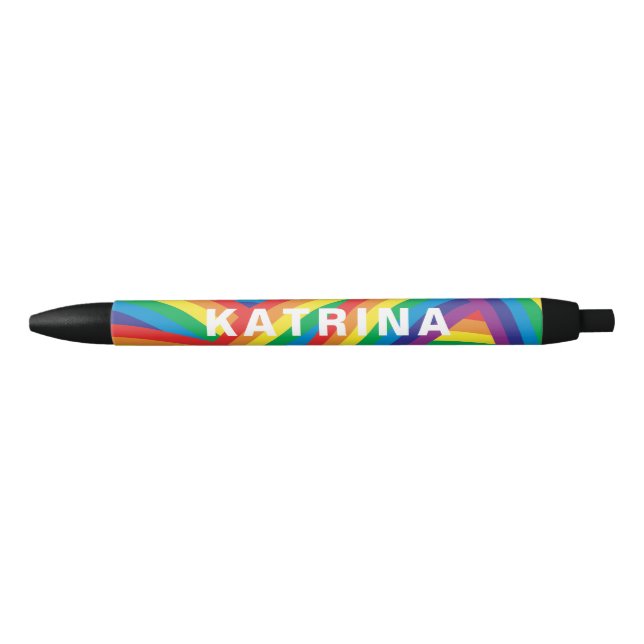 Personalisierter Name Farbiges Regenbogenmuster Kugelschreiber (Vorderseite)