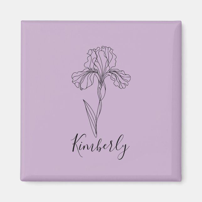 Personalisierter Name Februar Iris Geburtsdatum Bl Magnet (Vorne)