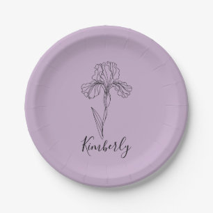 Personalisierter Name Februar Iris Geburtsdatum Bl Pappteller