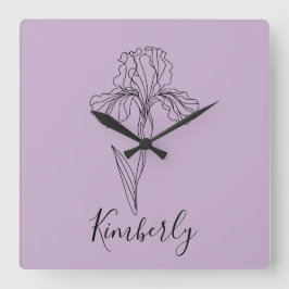 Personalisierter Name Februar Iris Geburtsdatum Bl Quadratische Wanduhr