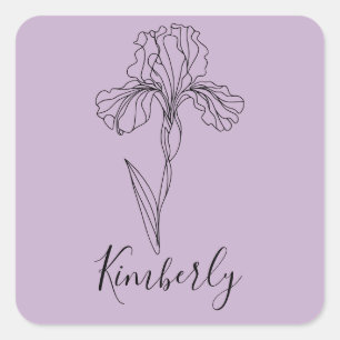 Personalisierter Name Februar Iris Geburtsdatum Bl Quadratischer Aufkleber