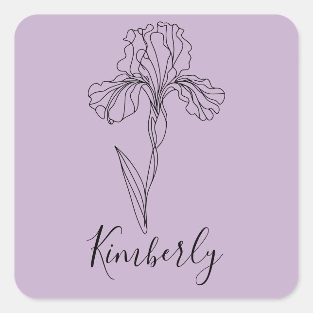 Personalisierter Name Februar Iris Geburtsdatum Bl Quadratischer Aufkleber (Vorderseite)