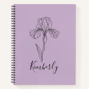 Personalisierter Name Februar Iris Geburtstagsblum Notizbuch