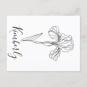 Personalisierter Name Februar Iris Geburtstagsblum Postkarte