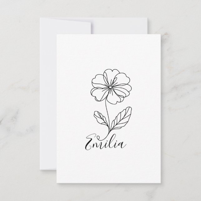 Personalisierter Name Februar Primrose Geburtsdatu Dankeskarte (Vorderseite)