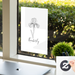 Personalisierter Name Februar Schwertlilie Geburts Fensteraufkleber