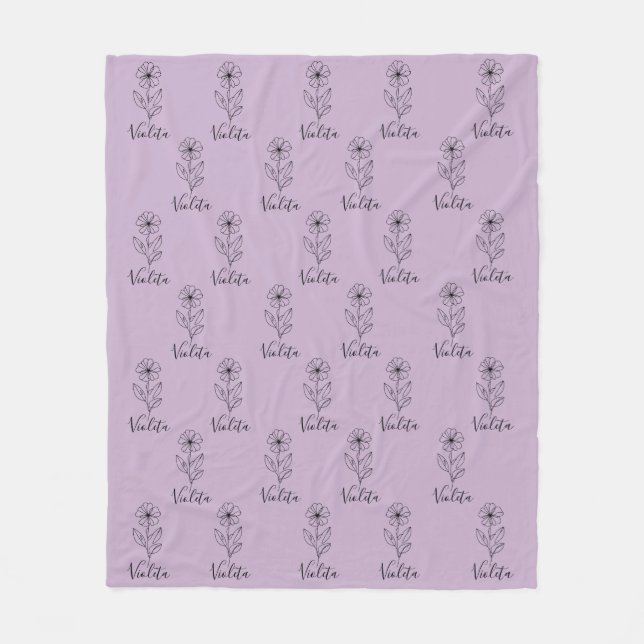 Personalisierter Name Februar violett Geburtstag B Fleecedecke (Vorderseite)