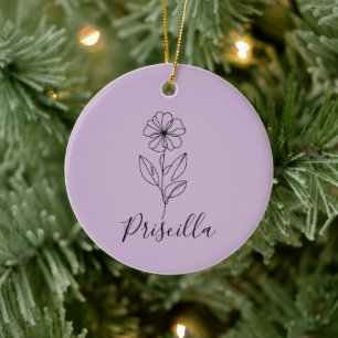 Personalisierter Name Februar violett Geburtstag B Keramik Ornament