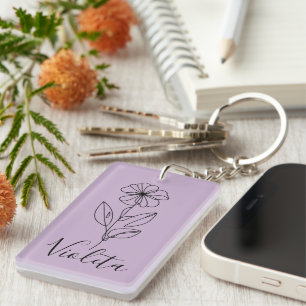 Personalisierter Name Februar violett Geburtstag B Schlüsselanhänger