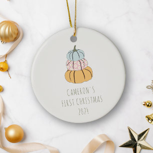 Personalisierter Name First Christmas Fall Pumpkin Keramik Ornament