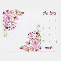 Personalisierter Name Floral Baby Girl Milestone