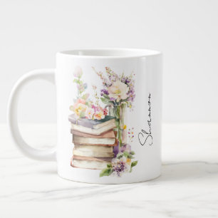 Personalisierter Name Floral Buchliebhaber Jumbo-Tasse