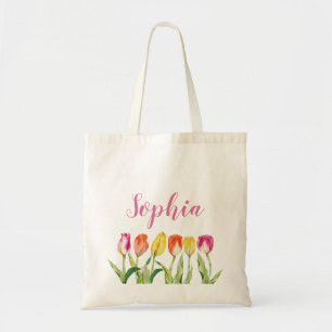 Personalisierter Name Floral Tragetasche