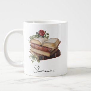 Personalisierter Name Florale Buchliebhaberin Jumbo-Tasse