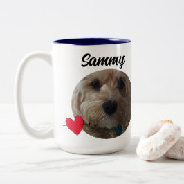 Personalisierter Name/Foto eines lustigen Hundes Zweifarbige Tasse