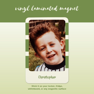 Personalisierter Name Foto mit grünen Streifen Magnet