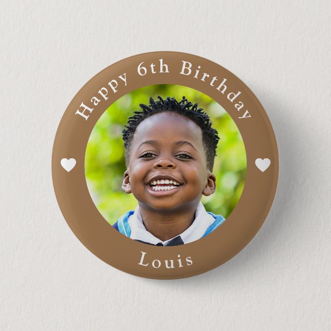 Personalisierter Name, Foto und Alter Birthday Erd Button (Vorderseite)
