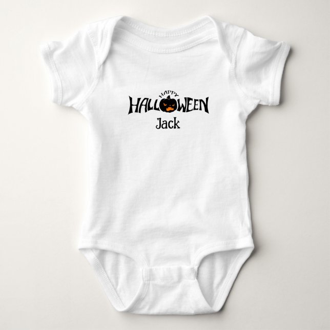 Personalisierter Name Frohes Halloween  Baby Strampler (Vorderseite)