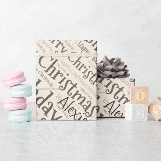 Personalisierter Name Frohes Weihnachten Geburtsta Geschenkpapier (Babyparty)
