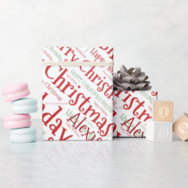 Personalisierter Name Frohes Weihnachten Geburtsta Geschenkpapier