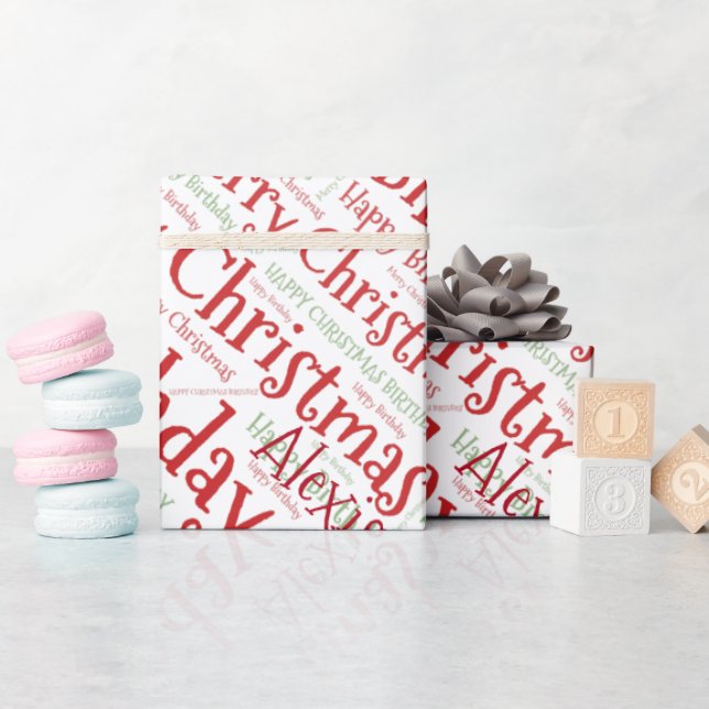 Personalisierter Name Frohes Weihnachten Geburtsta Geschenkpapier (Babyparty)