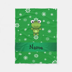 Personalisierter Name Frosch grüne Schneeflocken Fleecedecke