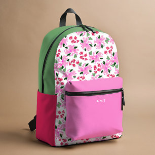 Personalisierter Name Fuchsia Floral Garden Bedruckter Rucksack