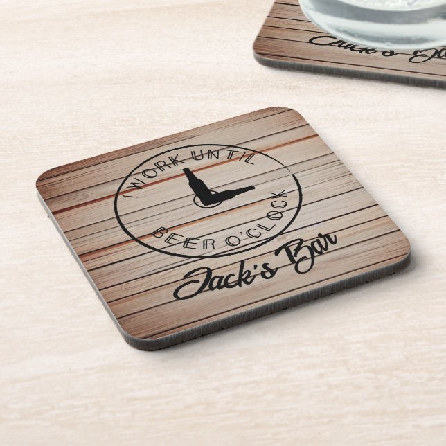 Personalisierter Name Funny Beer Getränkeuntersetzer (Linke Seite)