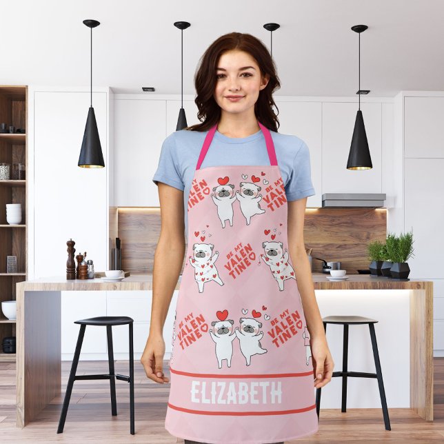 Personalisierter Name Funny Dog Pink Schürze ( apron with name lovely romantic)