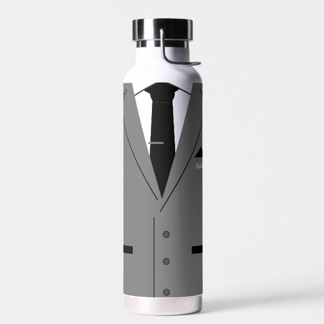 Personalisierter Name Funny Water Flasche Grau Anz (Links)