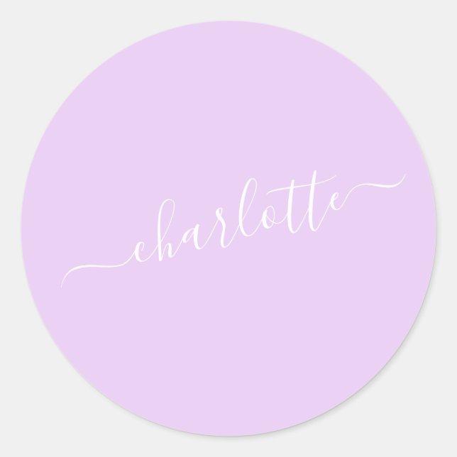 Personalisierter Name für Minimalistisches Skript  Runder Aufkleber (Vorderseite)