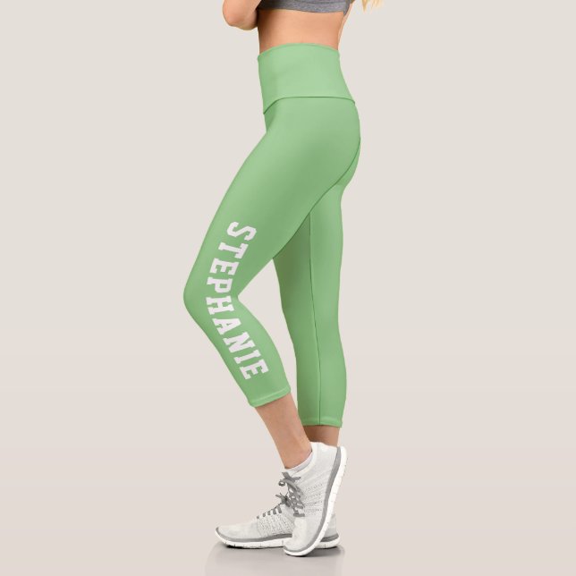Personalisierter Name für Minze Grün Capri Leggings (Links)