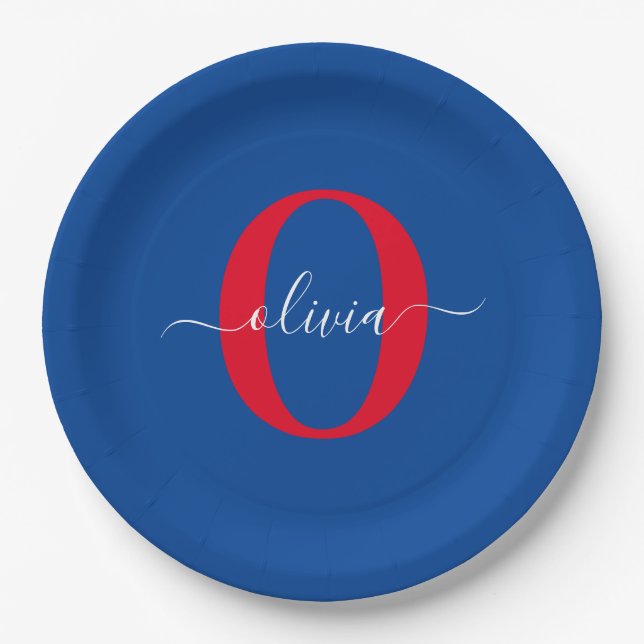Personalisierter Name für Monogramm Pappteller (Vorderseite)