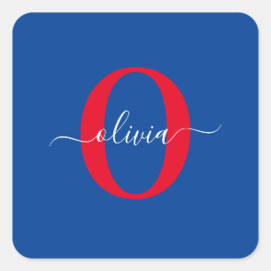 Personalisierter Name für Monogramm Quadratischer Aufkleber