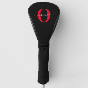 Personalisierter Name für Monogramm-Skript Schwarz Golf Headcover